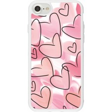 Coque iPhone 7 / 8 / SE (2020, 2022) - Silicone rigide blanc Easter 2023 pink hearts