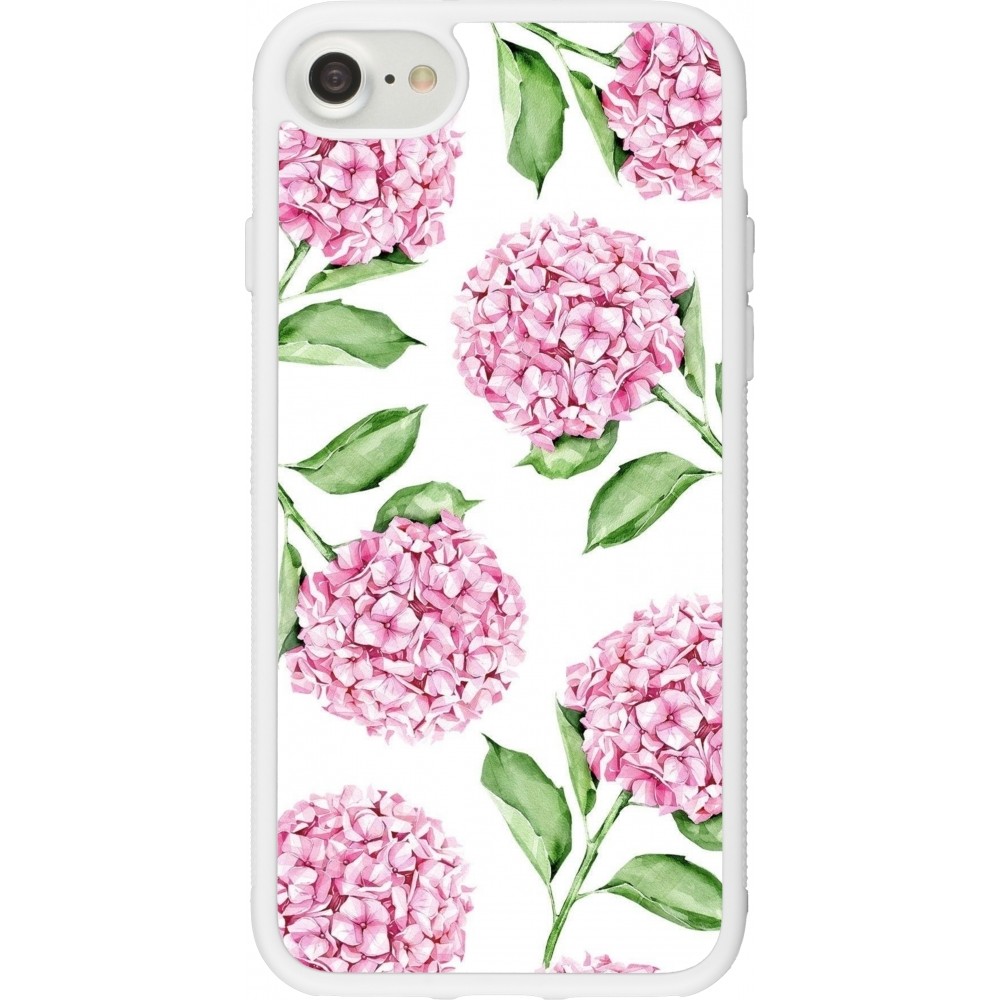 Coque iPhone 7 / 8 / SE (2020, 2022) - Silicone rigide blanc Easter 2024 pink flowers