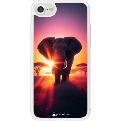 Coque iPhone 7 / 8 / SE (2020, 2022) - Silicone rigide blanc Elephant Sunrise Beauty