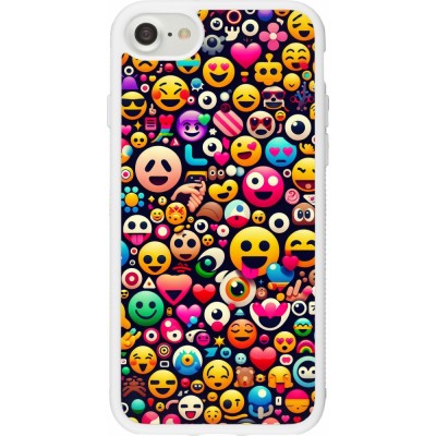 Coque iPhone 7 / 8 / SE (2020, 2022) - Silicone rigide blanc Emoji Mix Color