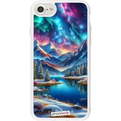 Coque iPhone 7 / 8 / SE (2020, 2022) - Silicone rigide blanc Fantasy Mountain Lake Sky Stars