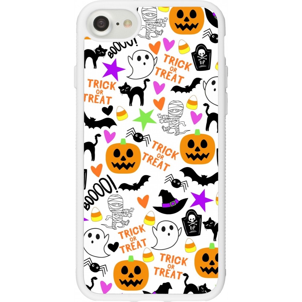 Coque iPhone 7 / 8 / SE (2020, 2022) - Silicone rigide blanc Halloween 2024 trick or treat