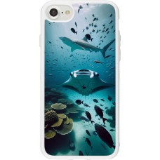 Coque iPhone 7 / 8 / SE (2020, 2022) - Silicone rigide blanc Manta Lagon Nettoyage