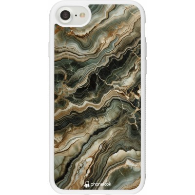 Coque iPhone 7 / 8 / SE (2020, 2022) - Silicone rigide blanc Marbre Olive