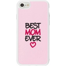 Coque iPhone 7 / 8 / SE (2020, 2022) - Silicone rigide blanc Mom 2023 best Mom ever pink