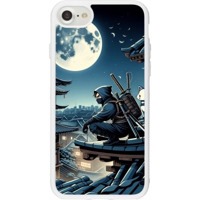 Coque iPhone 7 / 8 / SE (2020, 2022) - Silicone rigide blanc Ninja sous la lune