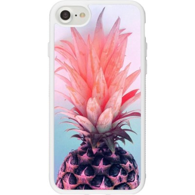 Coque iPhone 7 / 8 / SE (2020, 2022) - Silicone rigide blanc Purple Pink Pineapple