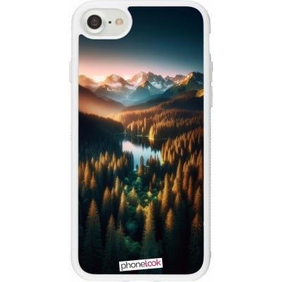 Coque iPhone 7 / 8 / SE (2020, 2022) - Silicone rigide blanc Sunset Forest Lake