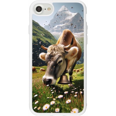 Coque iPhone 7 / 8 / SE (2020, 2022) - Silicone rigide blanc Vache montagne Valais