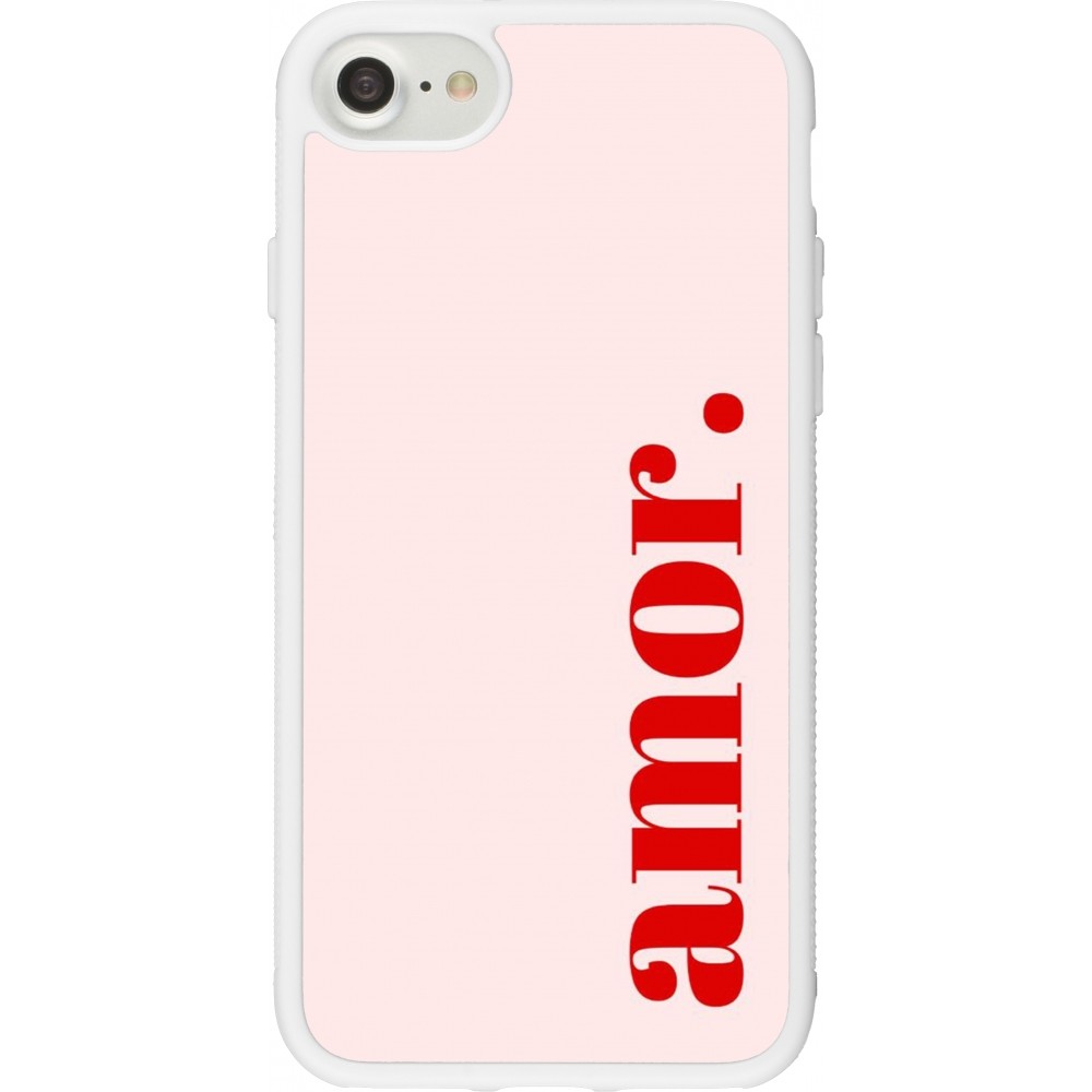 Coque iPhone 7 / 8 / SE (2020, 2022) - Silicone rigide blanc Valentine 2024 amor