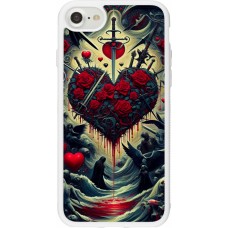 Coque iPhone 7 / 8 / SE (2020, 2022) - Silicone rigide blanc Dark Love Coeur Sang