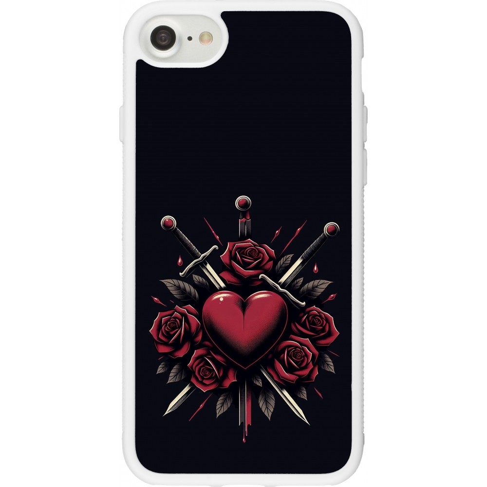 Coque iPhone 7 / 8 / SE (2020, 2022) - Silicone rigide blanc Valentine 2024 gothic love