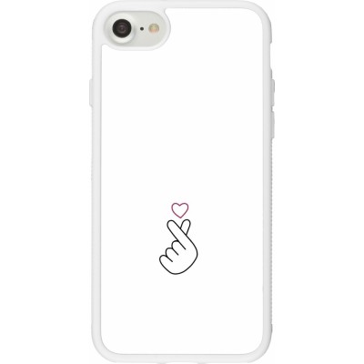 Coque iPhone 7 / 8 / SE (2020, 2022) - Silicone rigide blanc Valentine 2024 heart by Millennials