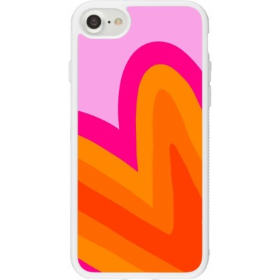 Coque iPhone 7 / 8 / SE (2020, 2022) - Silicone rigide blanc Valentine 2024 heart gradient