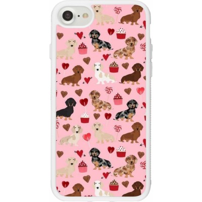 Coque iPhone 7 / 8 / SE (2020, 2022) - Silicone rigide blanc Valentine 2024 puppy love