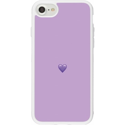 Coque iPhone 7 / 8 / SE (2020, 2022) - Silicone rigide blanc Valentine 2023 purpule single heart