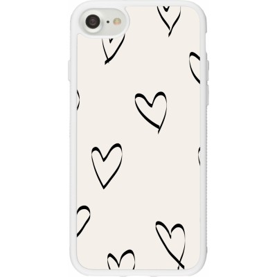 Coque iPhone 7 / 8 / SE (2020, 2022) - Silicone rigide blanc Valentine 2023 minimalist hearts