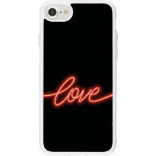 Coque iPhone 7 / 8 / SE (2020, 2022) - Silicone rigide blanc Valentine 2023 neon love