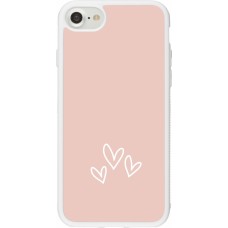 Coque iPhone 7 / 8 / SE (2020, 2022) - Silicone rigide blanc Valentine 2023 three minimalist hearts