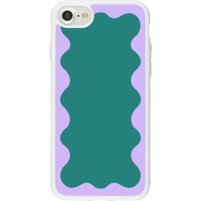 Coque iPhone 7 / 8 / SE (2020, 2022) - Silicone rigide blanc Wavy Rectangle Green Purple