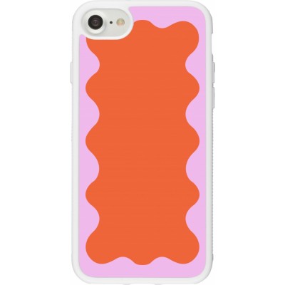 Coque iPhone 7 / 8 / SE (2020, 2022) - Silicone rigide blanc Wavy Rectangle Orange Pink