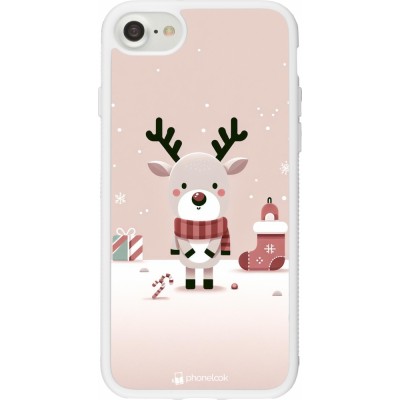 Coque iPhone 7 / 8 / SE (2020, 2022) - Silicone rigide blanc Noël 2023 Choupinette Renne