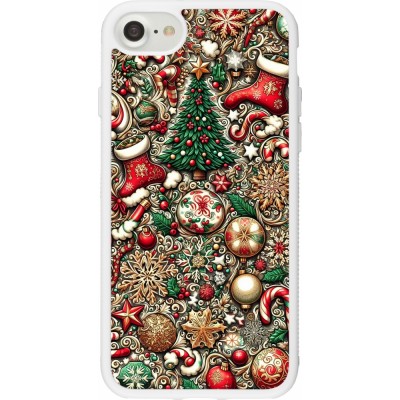 Coque iPhone 7 / 8 / SE (2020, 2022) - Silicone rigide blanc Noël 2023 micro pattern