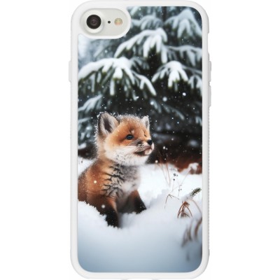 Coque iPhone 7 / 8 / SE (2020, 2022) - Silicone rigide blanc Noël 2023 Renardeau sapin