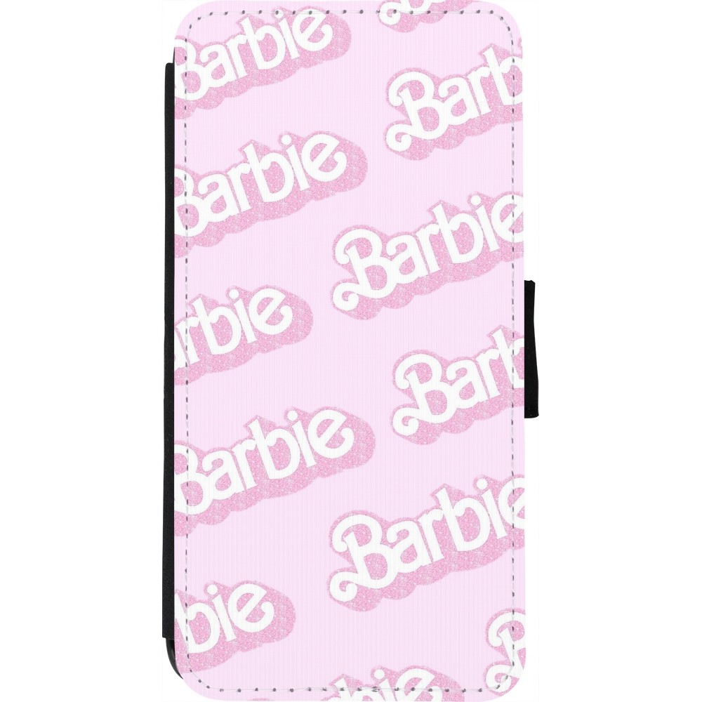 Coque iPhone 7 / 8 / SE (2020, 2022) - Wallet noir Barbie light pink pattern