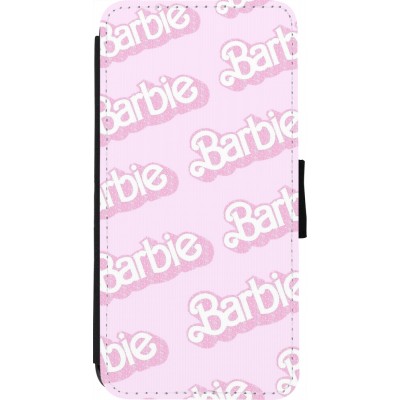 Coque iPhone 7 / 8 / SE (2020, 2022) - Wallet noir Barbie light pink pattern