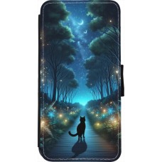 Coque iPhone 7 / 8 / SE (2020, 2022) - Wallet noir Chat noir promenade