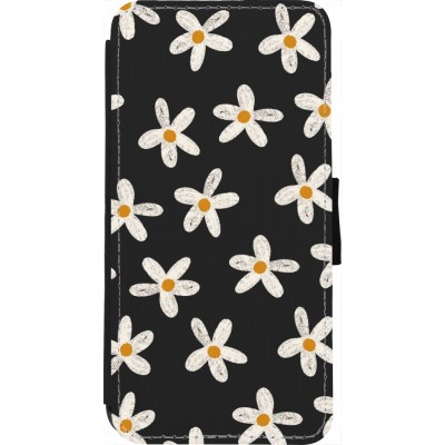 Coque iPhone 7 / 8 / SE (2020, 2022) - Wallet noir Easter 2024 white on black flower