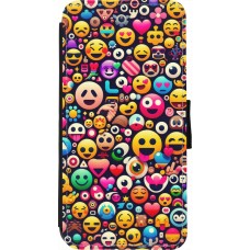 Coque iPhone 7 / 8 / SE (2020, 2022) - Wallet noir Emoji Mix Color