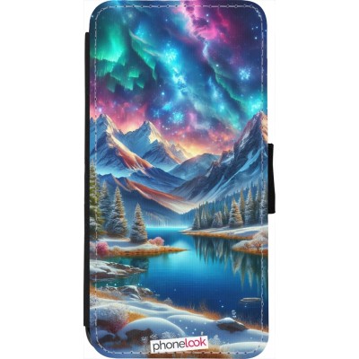 Coque iPhone 7 / 8 / SE (2020, 2022) - Wallet noir Fantasy Mountain Lake Sky Stars