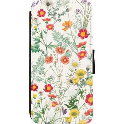 Coque iPhone 7 / 8 / SE (2020, 2022) - Wallet noir Flora Botanical Wildlife