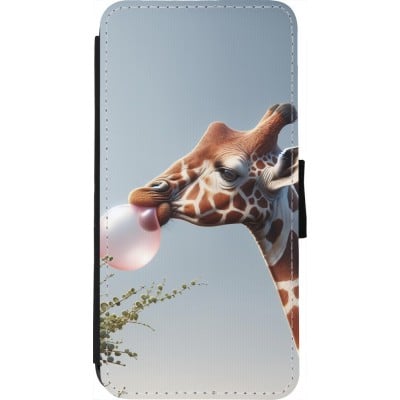 Coque iPhone 7 / 8 / SE (2020, 2022) - Wallet noir Girafe à bulle