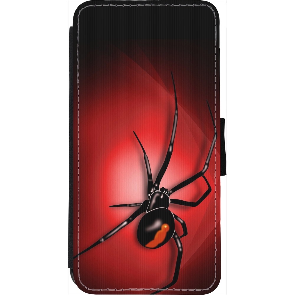 Coque iPhone 7 / 8 / SE (2020, 2022) - Wallet noir Halloween 2023 spider black widow