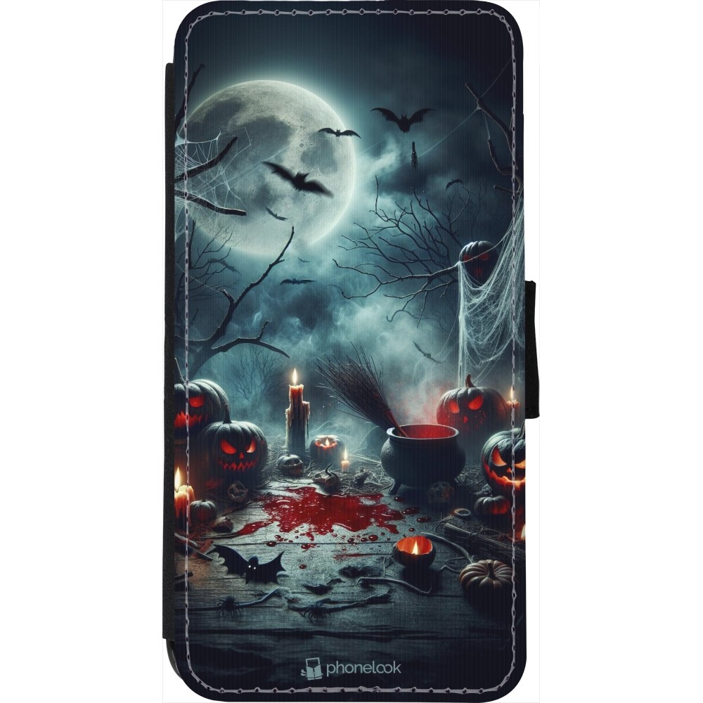 iPhone 7 / 8 / SE (2020, 2022) Case Hülle - Wallet schwarz Halloween 2024 Dunkler Mond