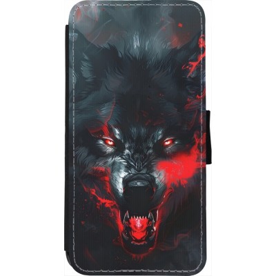 Coque iPhone 7 / 8 / SE (2020, 2022) - Wallet noir Halloween 2024 mad werewolf