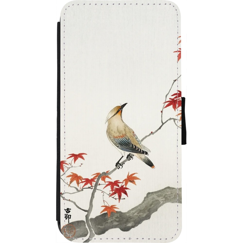 Coque iPhone 7 / 8 / SE (2020, 2022) - Wallet noir Japanese Bird