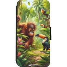 Coque iPhone 7 / 8 / SE (2020, 2022) - Wallet noir Jungle Tropicale Tayrona