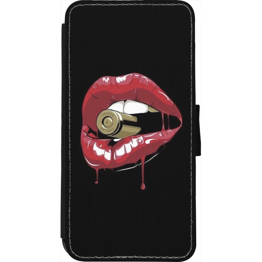 Coque iPhone 7 / 8 / SE (2020, 2022) - Wallet noir Lips bullet