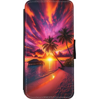 Coque iPhone 7 / 8 / SE (2020, 2022) - Wallet noir Maldives Dusk Bliss