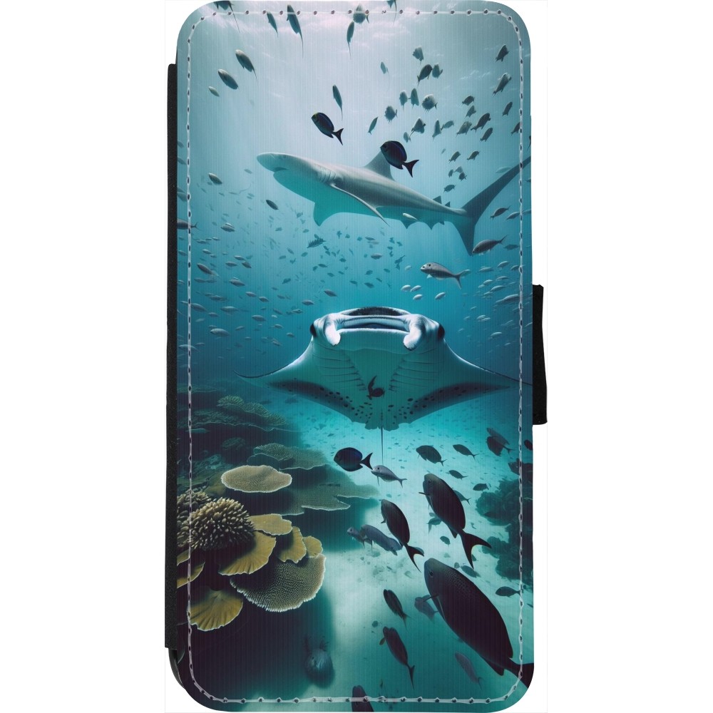 Coque iPhone 7 / 8 / SE (2020, 2022) - Wallet noir Manta Lagon Nettoyage