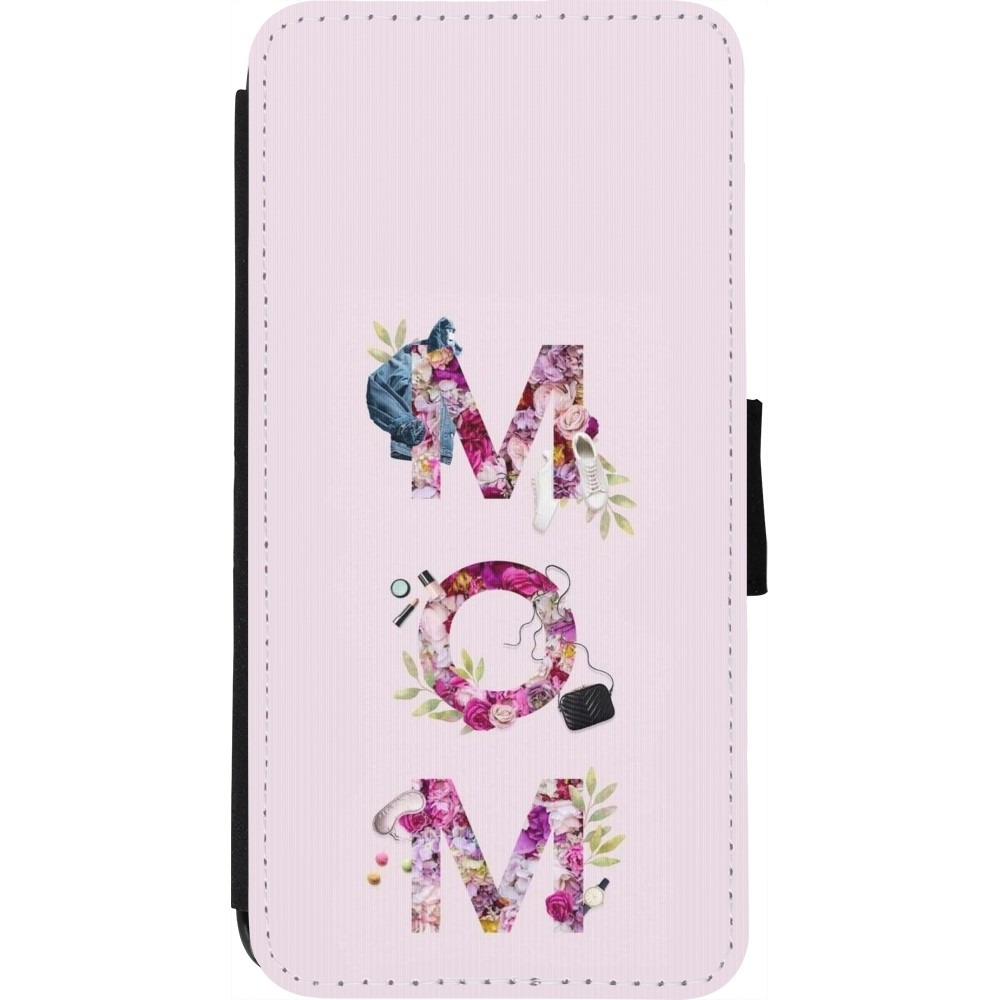 Coque iPhone 7 / 8 / SE (2020, 2022) - Wallet noir Mom 2024 girly mom