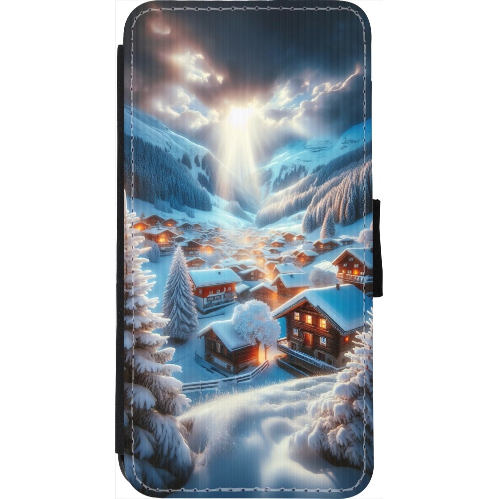 Coque iPhone 7 / 8 / SE (2020, 2022) - Wallet noir Mont Neige Lumière