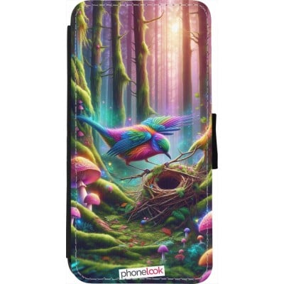 Coque iPhone 7 / 8 / SE (2020, 2022) - Wallet noir Oiseau Nid Forêt