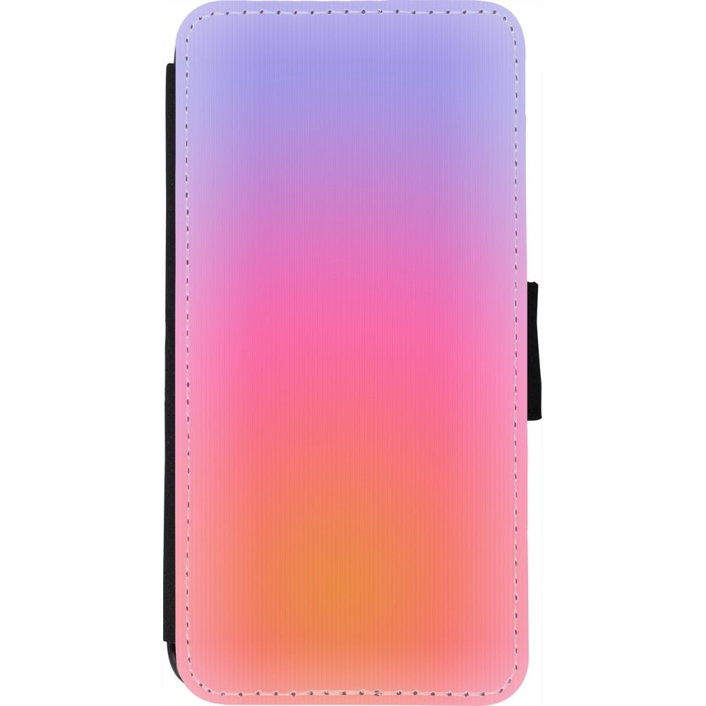 Coque iPhone 7 / 8 / SE (2020, 2022) - Wallet noir Orange Pink Blue Gradient