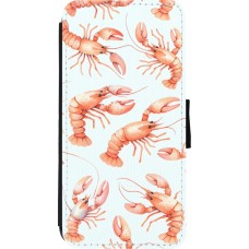 Coque iPhone 7 / 8 / SE (2020, 2022) - Wallet noir Pattern de homards pastels