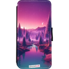 Coque iPhone 7 / 8 / SE (2020, 2022) - Wallet noir Paysage Violet-Rose